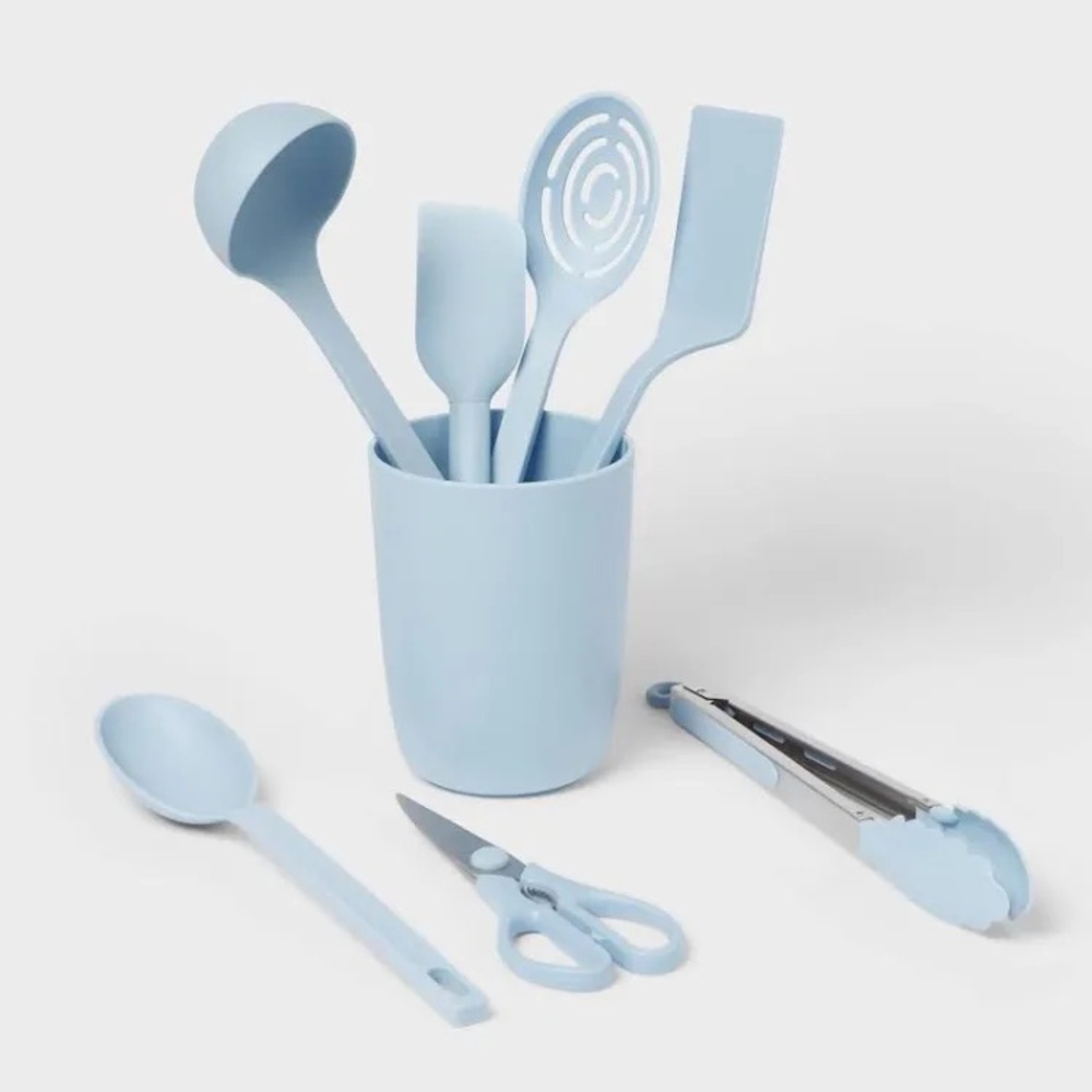 Room Essentials Blue Cooking Utensil Set New (T1)